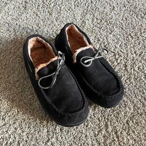 Men's Black Suede Moccasin Slippers